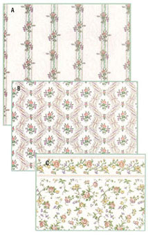 Dollhouse Miniature Wallpaper, Reflections, White (Peach)